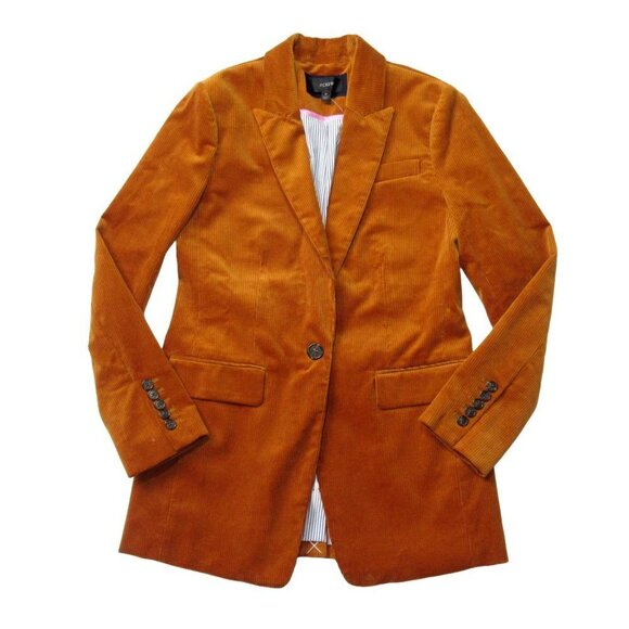 NWT J.Crew Long Parke Blazer in English Saddle Wide Wale Corduroy Jacket 0